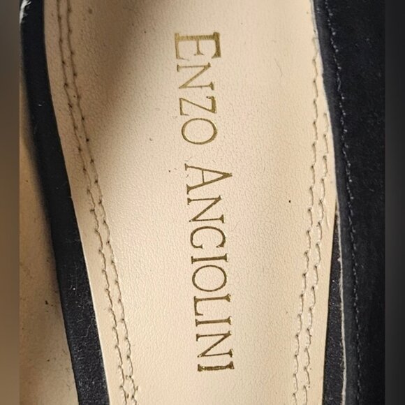 ENZO ANGIOLINI EASULLY BLACK SUEDE GOLD PLATFORM HEEL - Picture 6 of 13